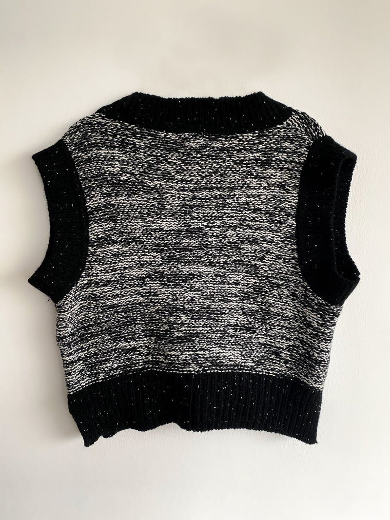 Aurea Knitted Cropped Vest - Black