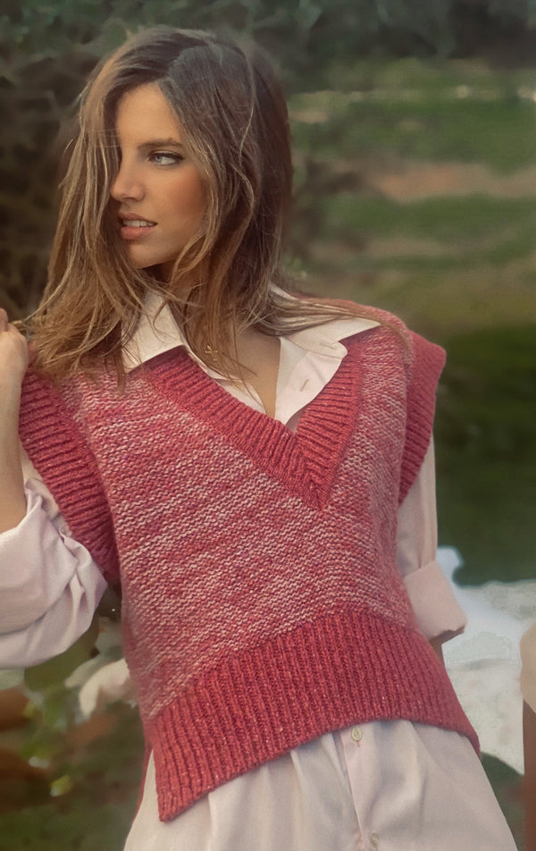 Aurea Knitted Cropped Vest - Pink